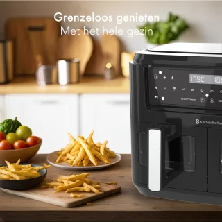 KitchenBrothers Dubbele Airfryer 9L Zwart