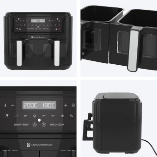 KitchenBrothers Dubbele Airfryer 9L Zwart