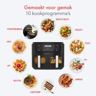 KitchenBrothers Dubbele Airfryer 9L Zwart
