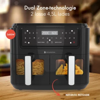 KitchenBrothers Dubbele Airfryer 9L Zwart