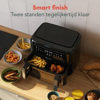 KitchenBrothers Dubbele Airfryer XXL 9L Zwart