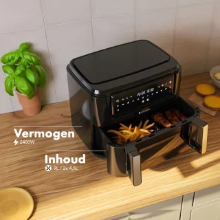 KitchenBrothers Dubbele Airfryer XXL 9L Zwart