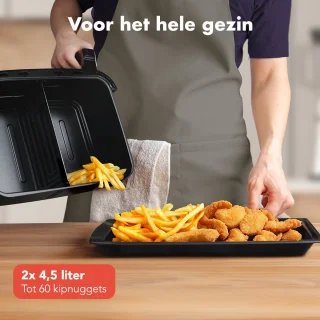 KitchenBrothers Dubbele Airfryer XXL 9L Zwart