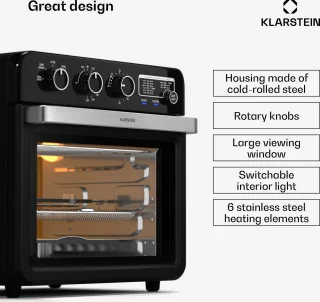 Klarstein Air Glaze Airfryer 2000W 34L Zwart
