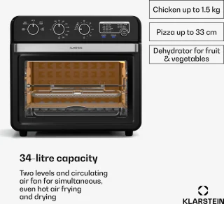 Klarstein Air Glaze Airfryer 2000W 34L Zwart