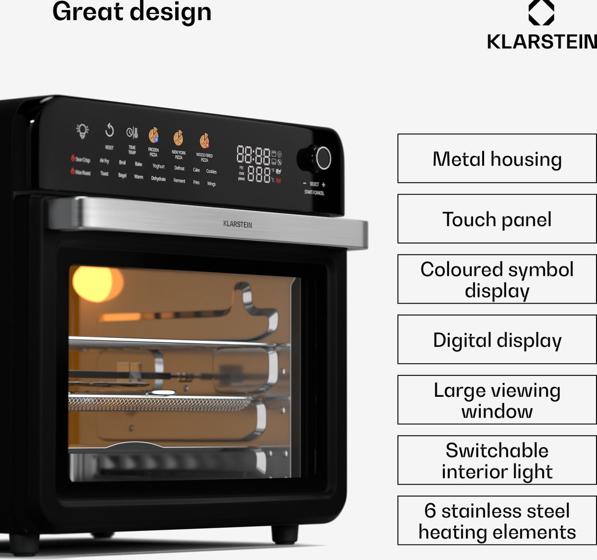 Klarstein Air Glaze Digital Heteluchtfriteuse Zwart