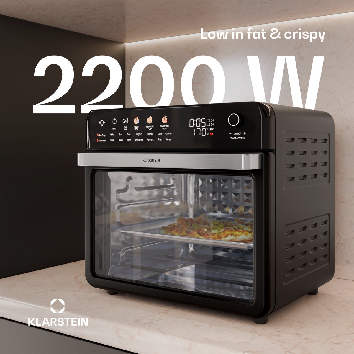 Klarstein Air Glaze Digital Heteluchtfriteuse Zwart