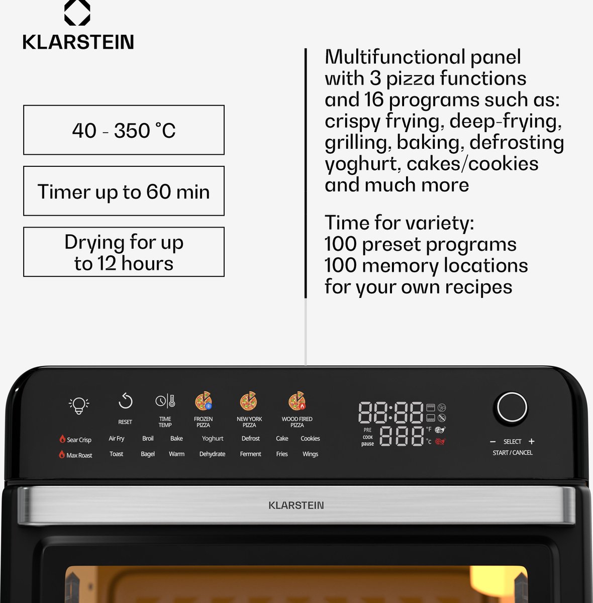 Klarstein Air Glaze Digital Heteluchtfriteuse Zwart