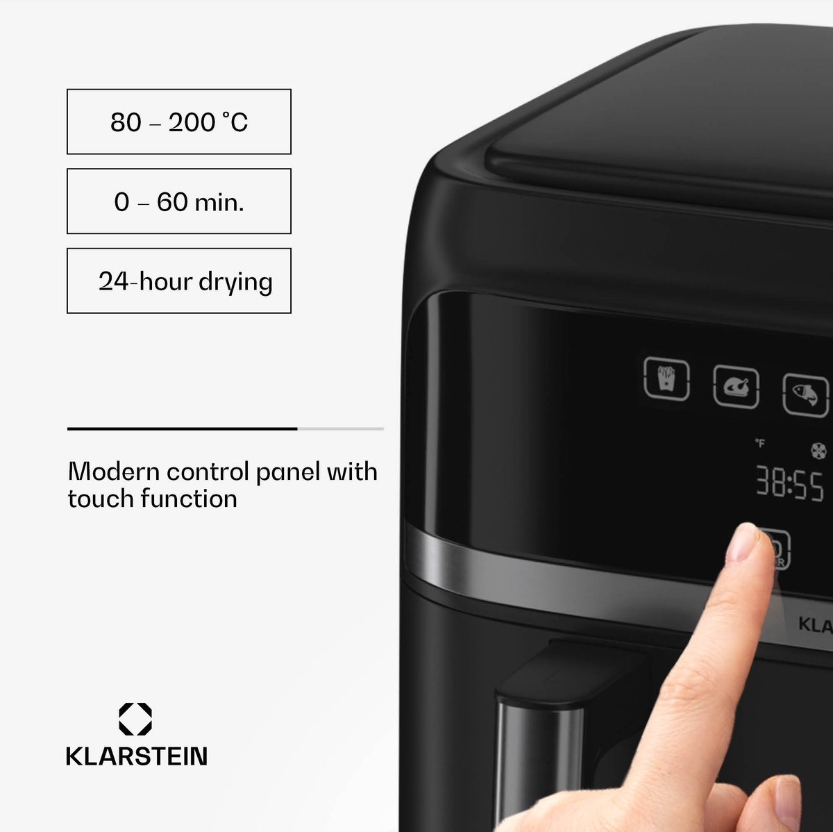 Klarstein Airfryer XL 6L 2850W Zwart Dual Kamers