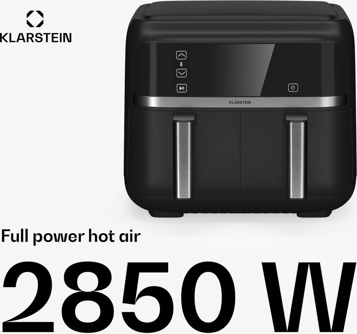 Klarstein Airfryer XL 6L 2850W Zwart Dual Kamers