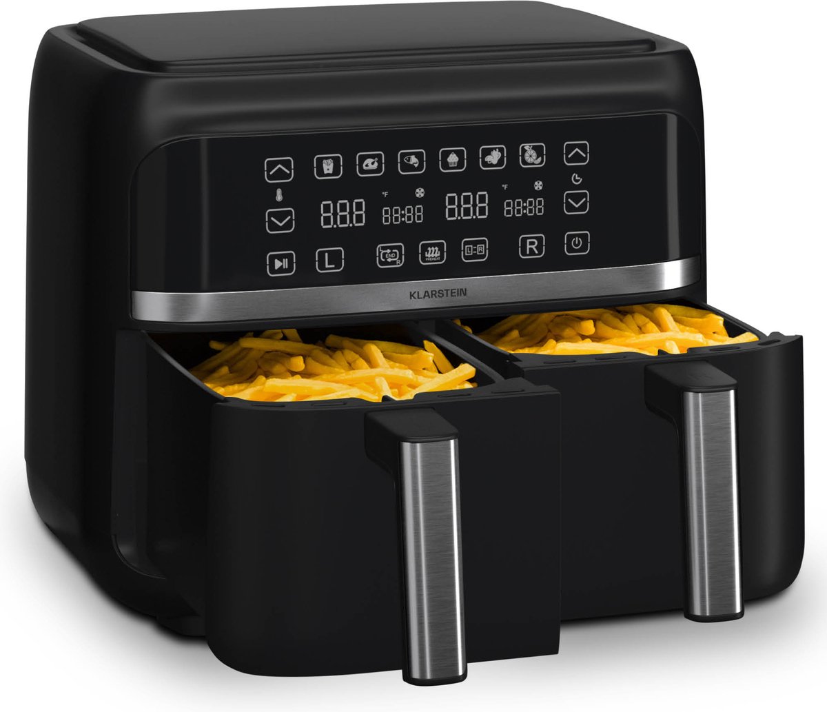 Klarstein Airfryer XL 6L 2850W Zwart Dual Kamers