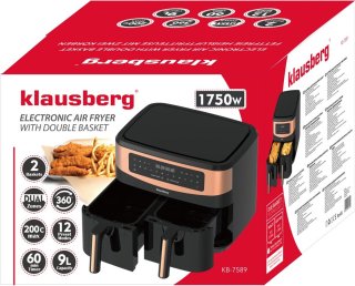 Klausberg 7589 Hetelucht Frituurpan 9L with 2 Baskets