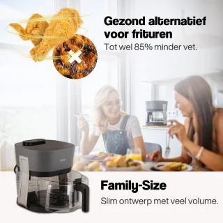 Lauben Airfryer Glass&Steam 4,5L 1300W Zwart/Grijs
