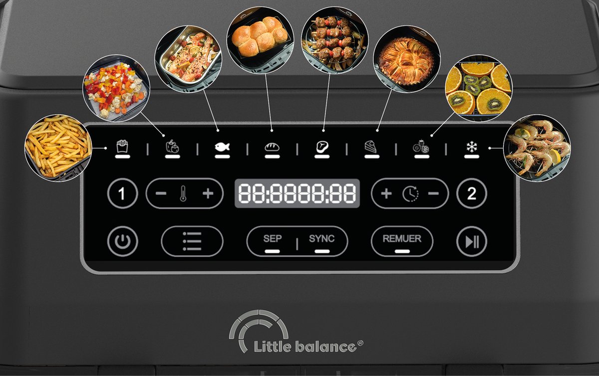 Little Balance 8765 dubbele Airfryer 2x4.5L 2460W