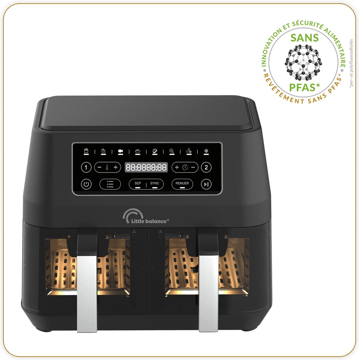 Little Balance 8765 dubbele Airfryer 2x4.5L 2460W