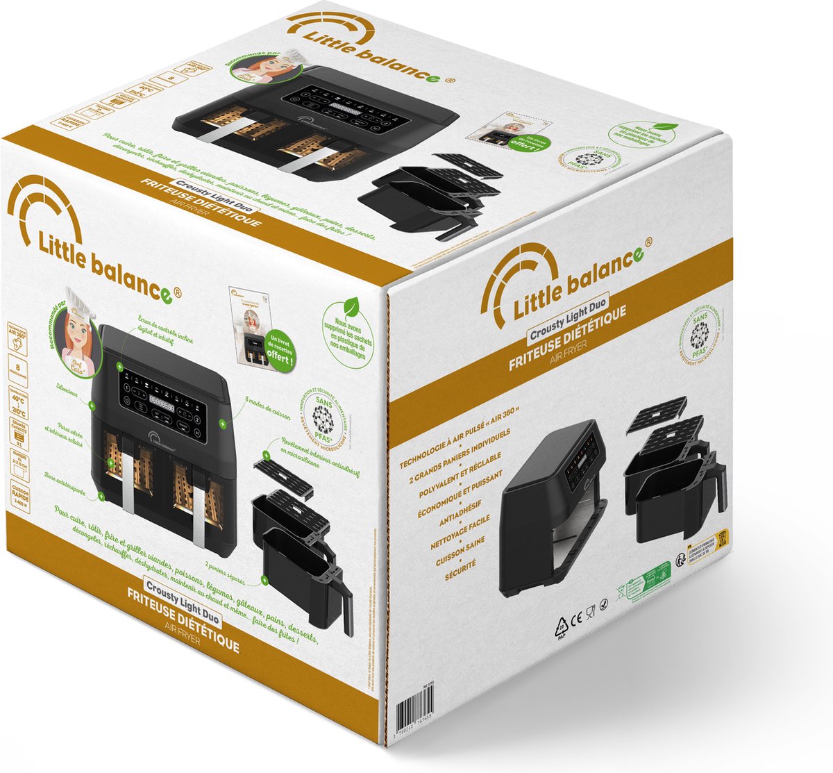 Little Balance 8765 dubbele Airfryer 2x4.5L 2460W