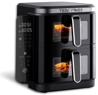 Luchtfriteuse dubbele mand 11 liter zwart