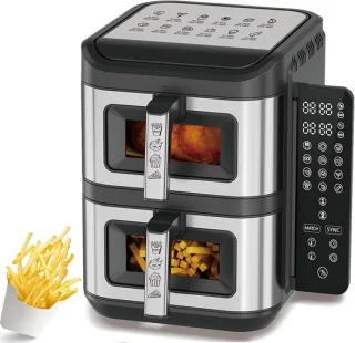Luchtfriteuse dubbele mand 12 liter zwart