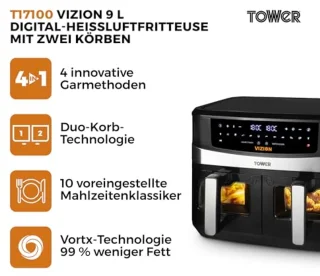 Luchtfriteuse dubbele mand 9L