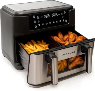 Luchtfriteuse Dubbele Tank 9 L - Zwart/Zilver