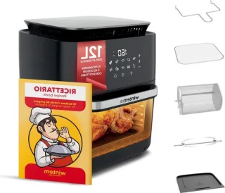 Luchtfriteuse met dubbele deur 12 liter zwart