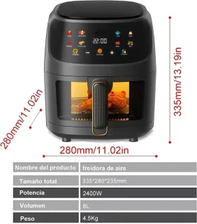 Luchtfriteuse Touchscreen 8L 2400W