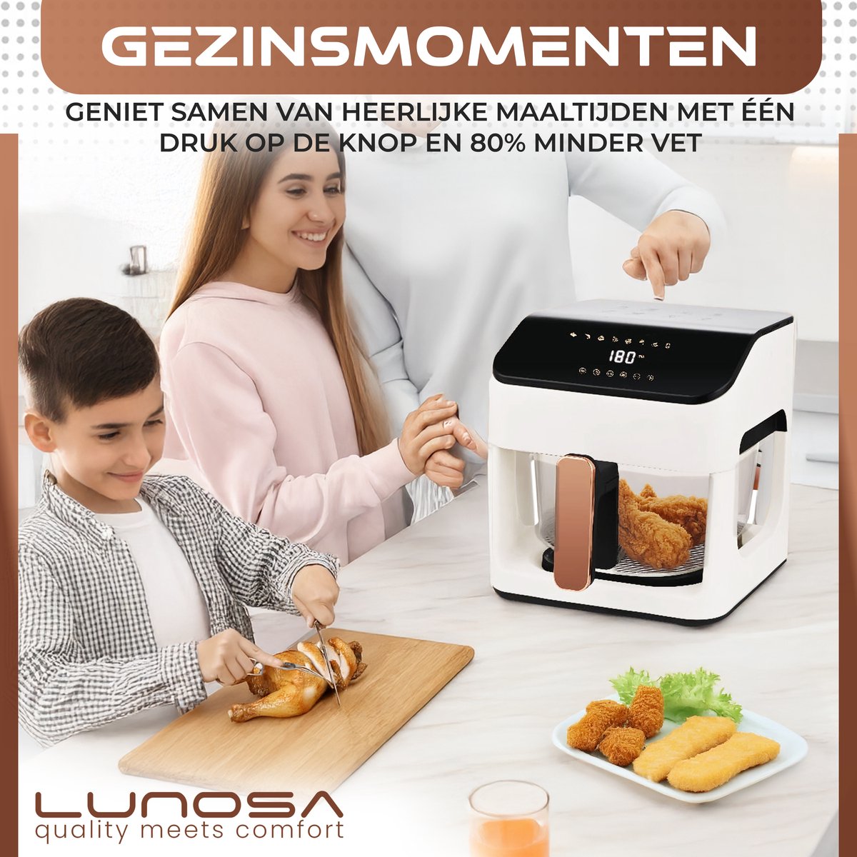 Wat vinden we goed aan de Lunosa Airfryer Wit Glas