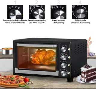 Luxe Airfryer Heteluchtoven 2000W Zwart