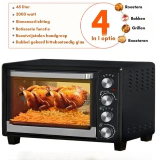 Luxe Airfryer Heteluchtoven 2000W Zwart