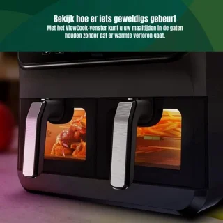 Luxe Dubbele Airfryer Duo XXL 2400W Zwart
