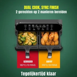 Luxe Dubbele Airfryer Duo XXL 2400W Zwart