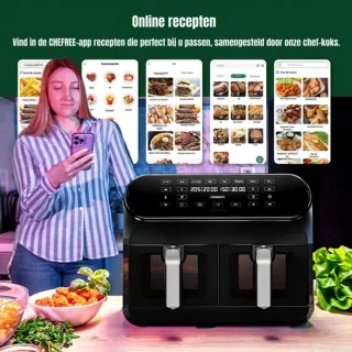Luxe Dubbele Airfryer Duo XXL 2400W Zwart