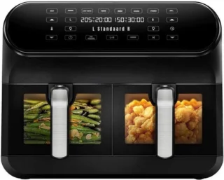 Luxe Dubbele Airfryer Duo XXL 2400W Zwart