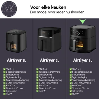 Maison & Kitchen Airfryer XL 8L Zwart