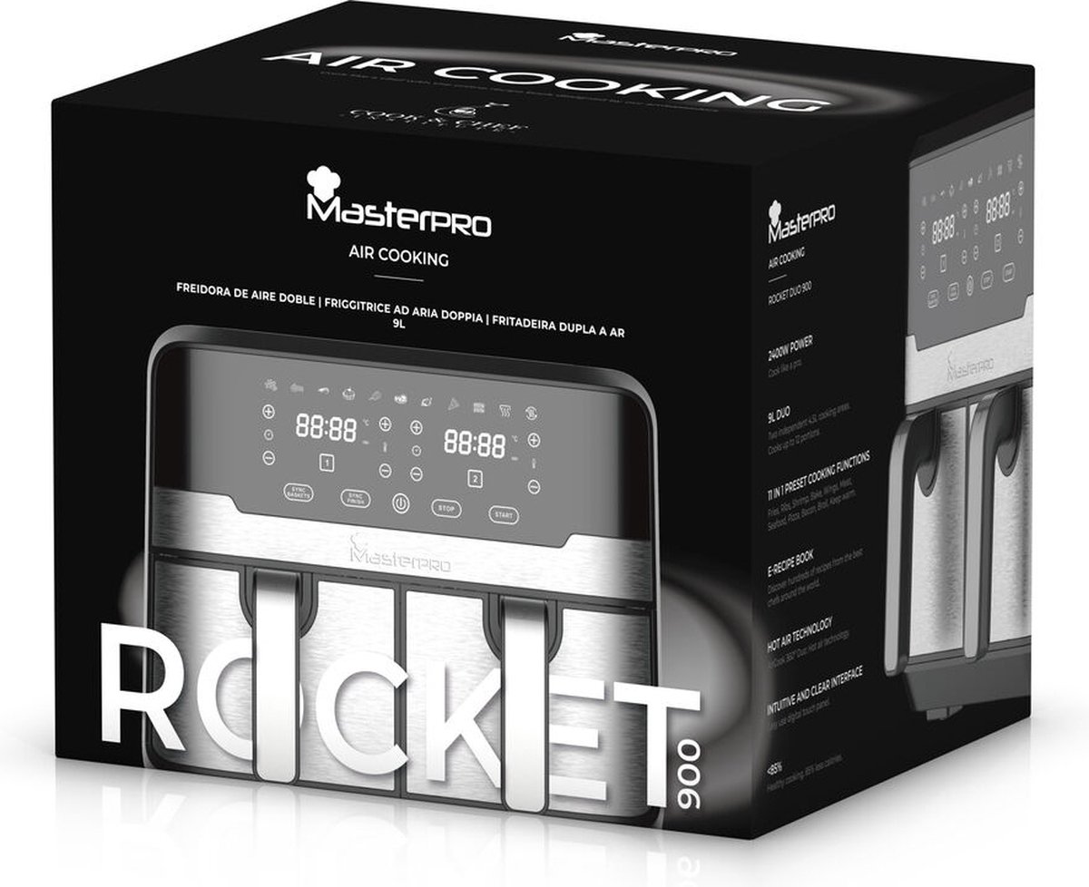 Masterpro Rocket Duo 900 Friteuse 9L 2400W Zwart