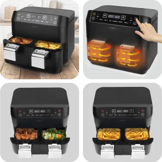 MAXXMEE Airfryer dubbele mand 2x3,8L 2400W