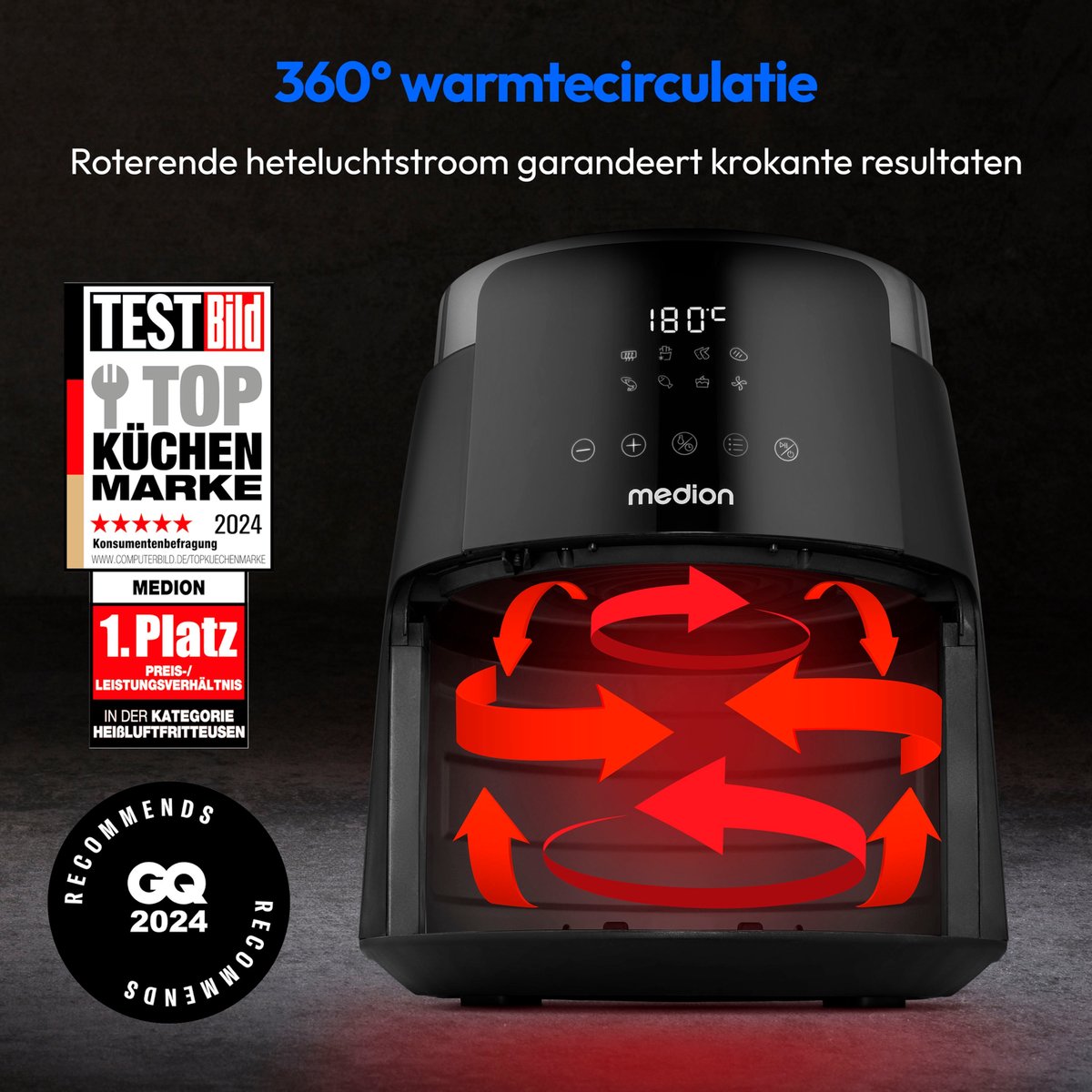 MEDION Airfryer P40 L MD13030 zwart