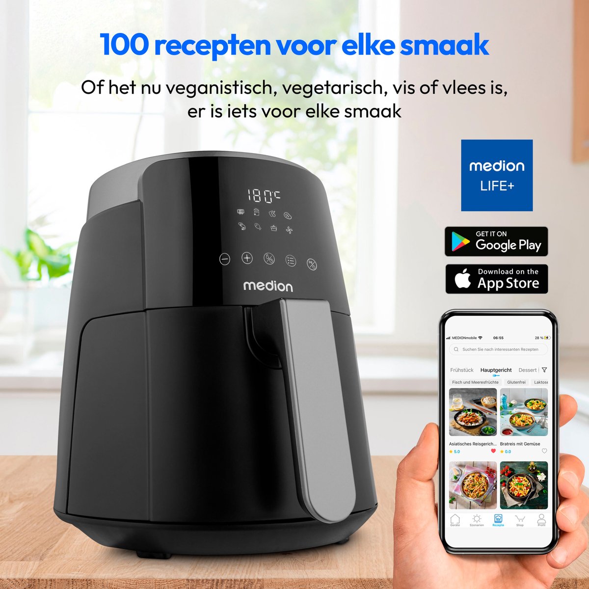 MEDION Airfryer P40 L MD13030 zwart