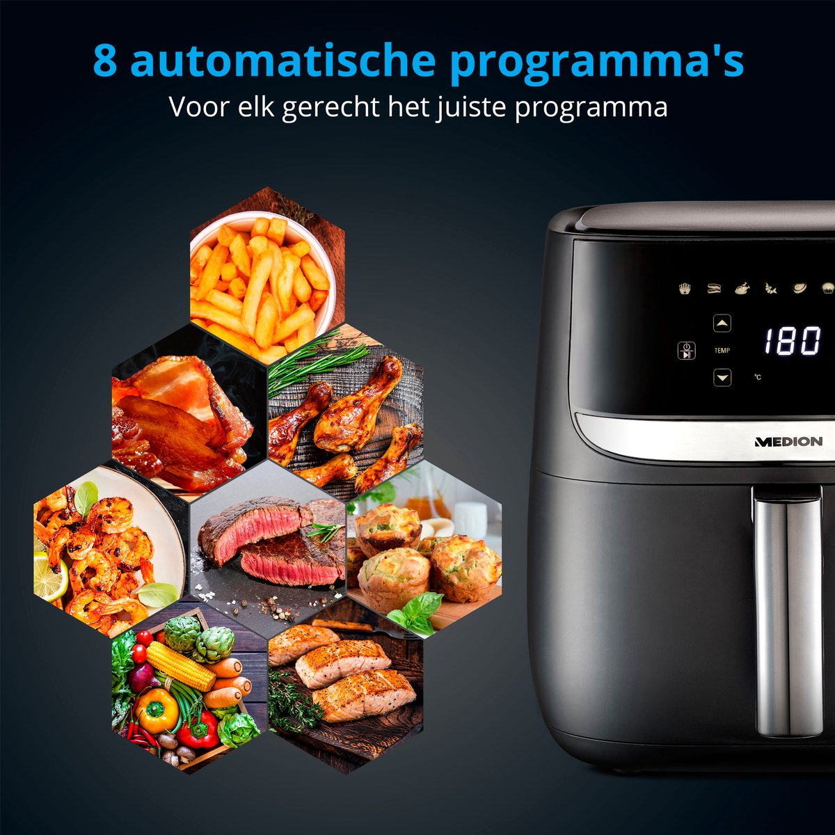 MEDION MD10532 Heteluchtfriteuse 5,7L Zwart