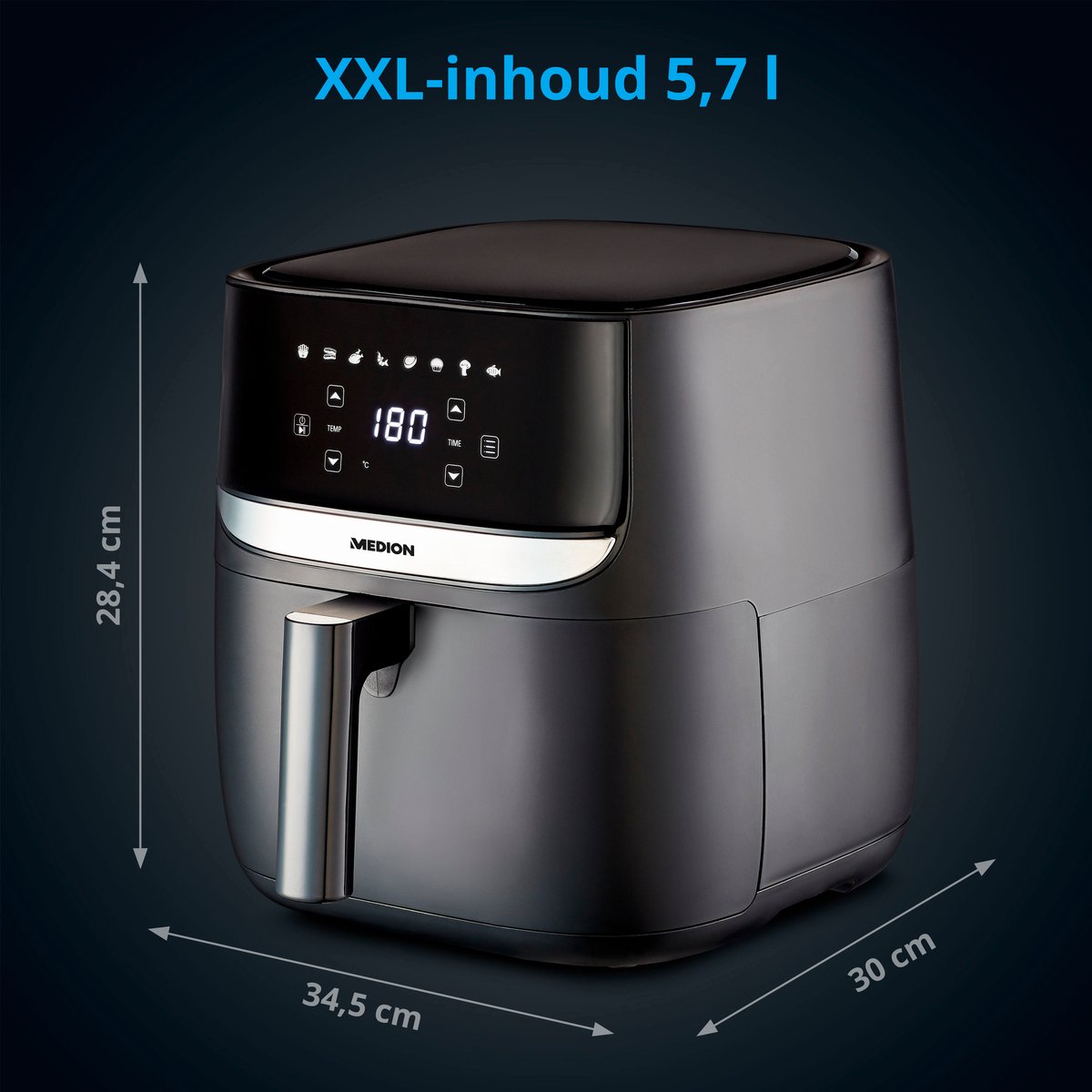 MEDION MD10532 Heteluchtfriteuse 5,7L Zwart
