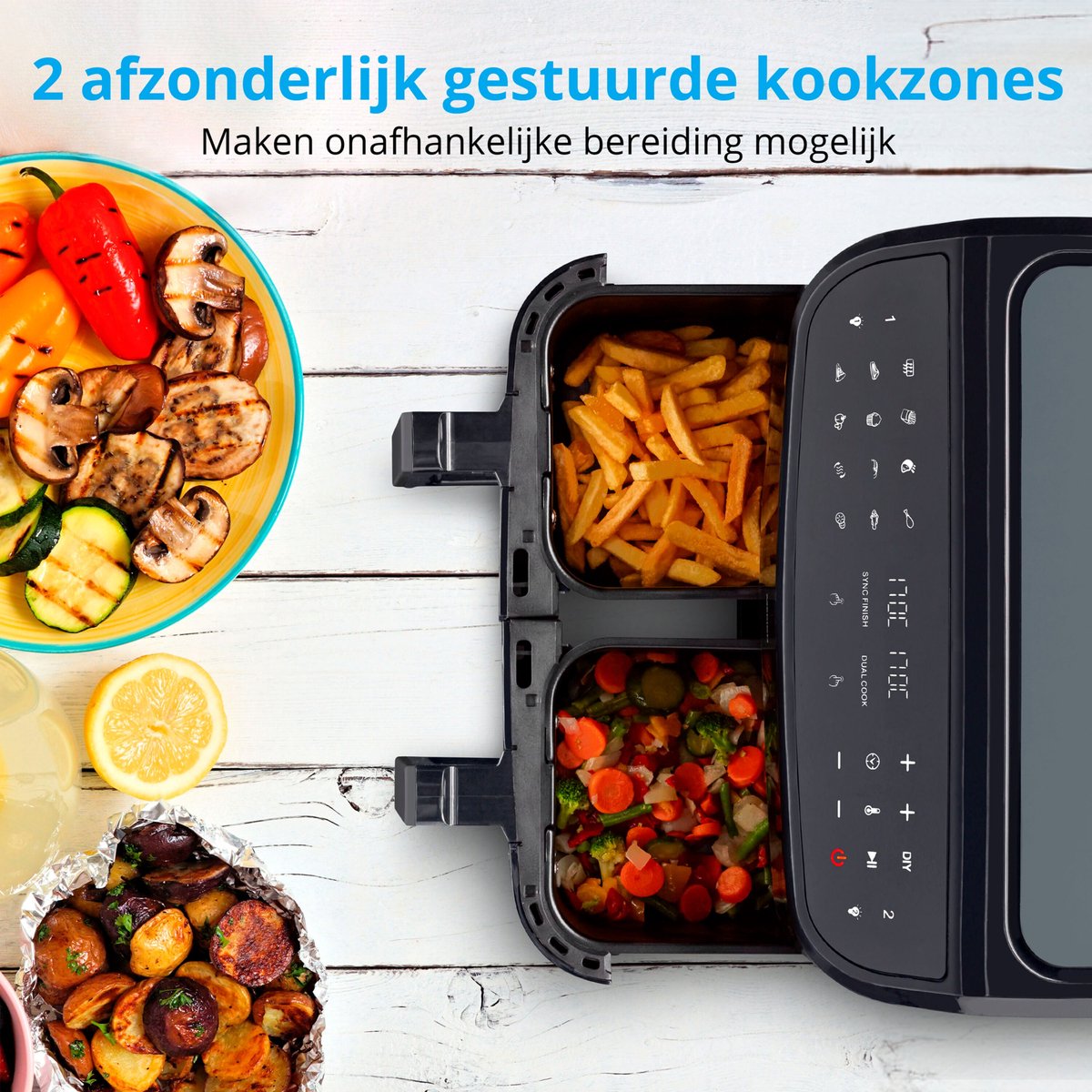 MEDION P20 XXL Dubbele Airfryer 8,7L Zwart