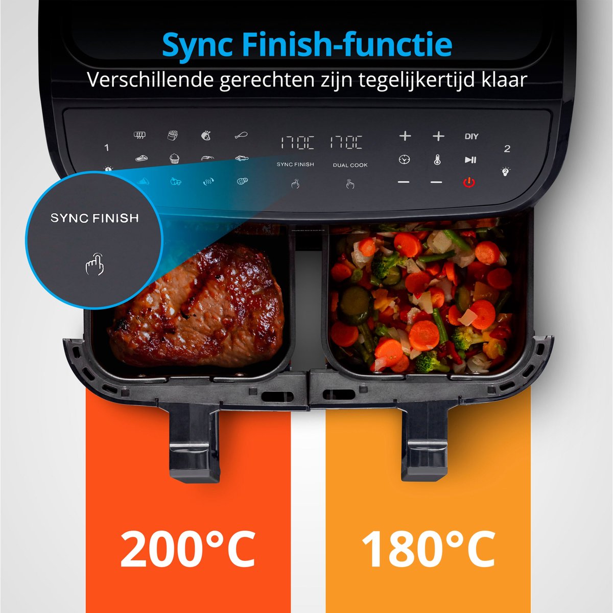 MEDION P20 XXL Dubbele Airfryer 8,7L Zwart