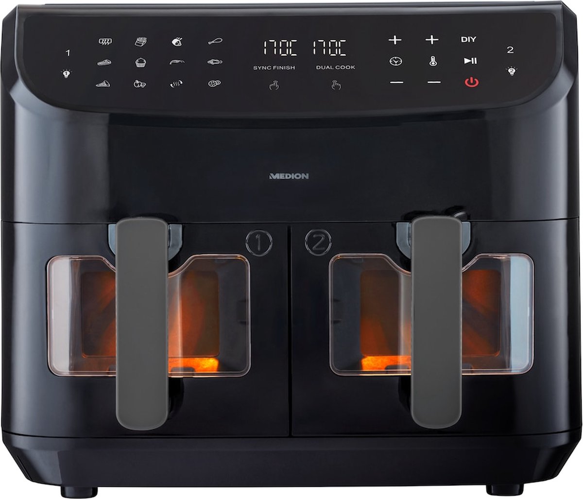 MEDION P20 XXL Dubbele Airfryer 8,7L Zwart
