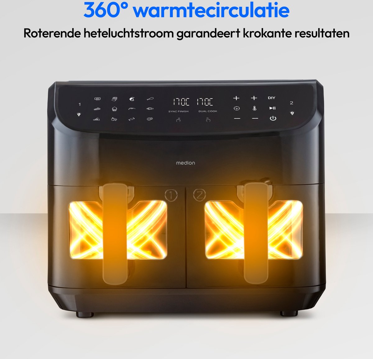 MEDION P20 XXL Dubbele Airfryer 8,7L Zwart