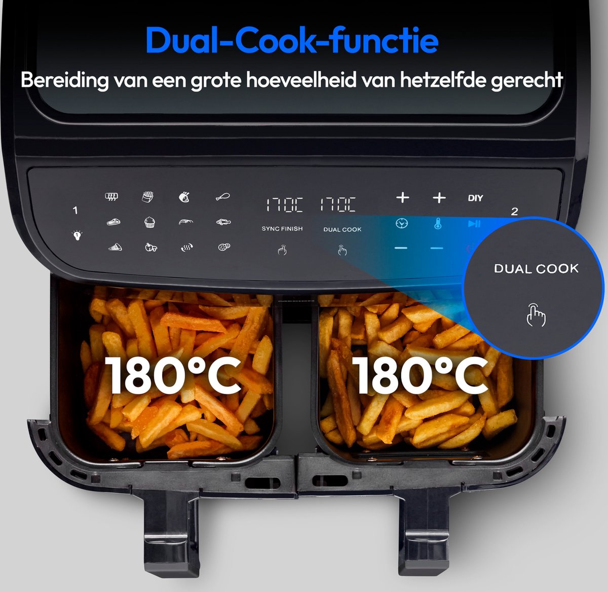 MEDION P20 XXL Dubbele Airfryer 8,7L Zwart