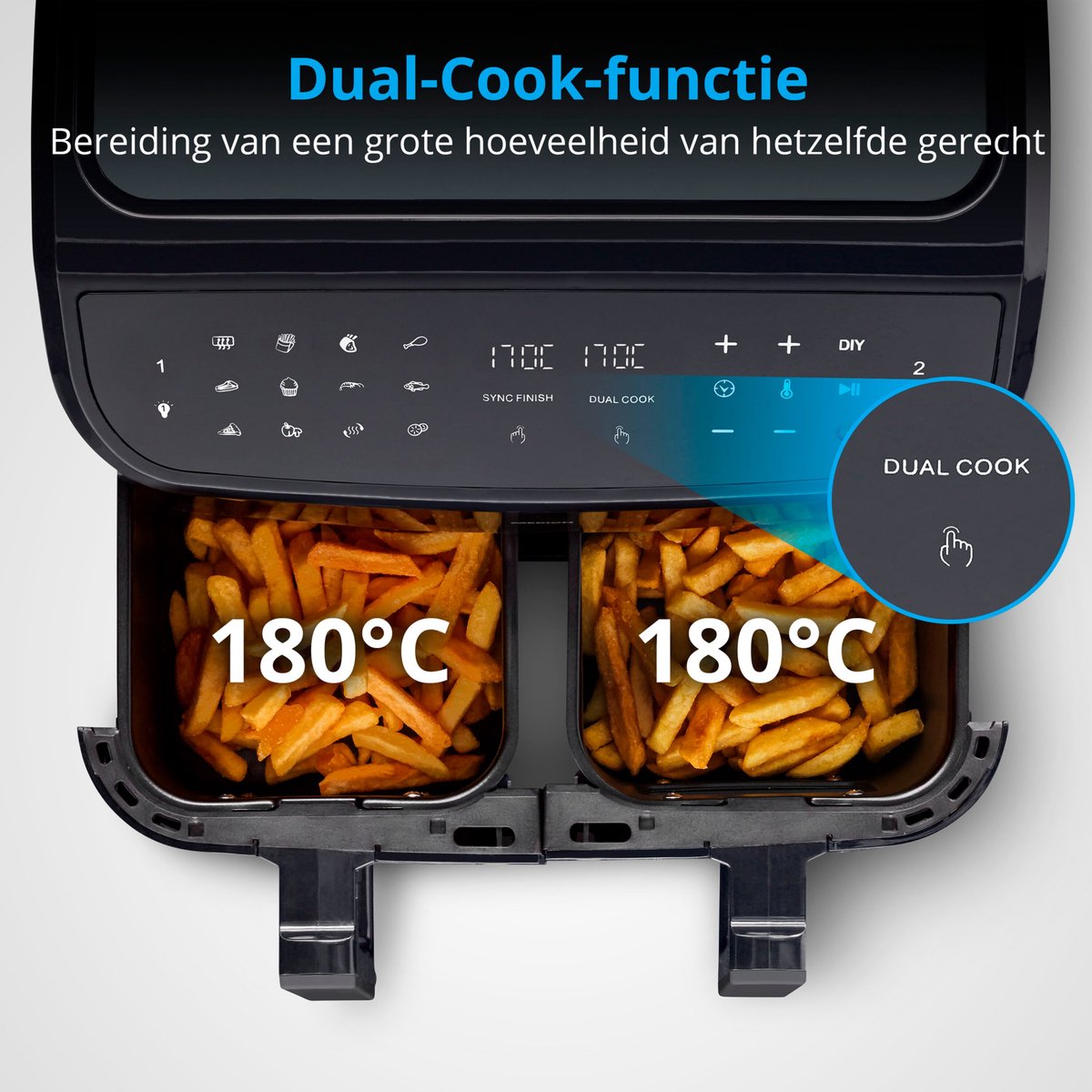 MEDION P20 XXL Dubbele Airfryer 8,7L Zwart