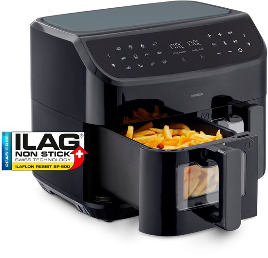 MEDION P20 XXL Dubbele Airfryer 8,7L Zwart