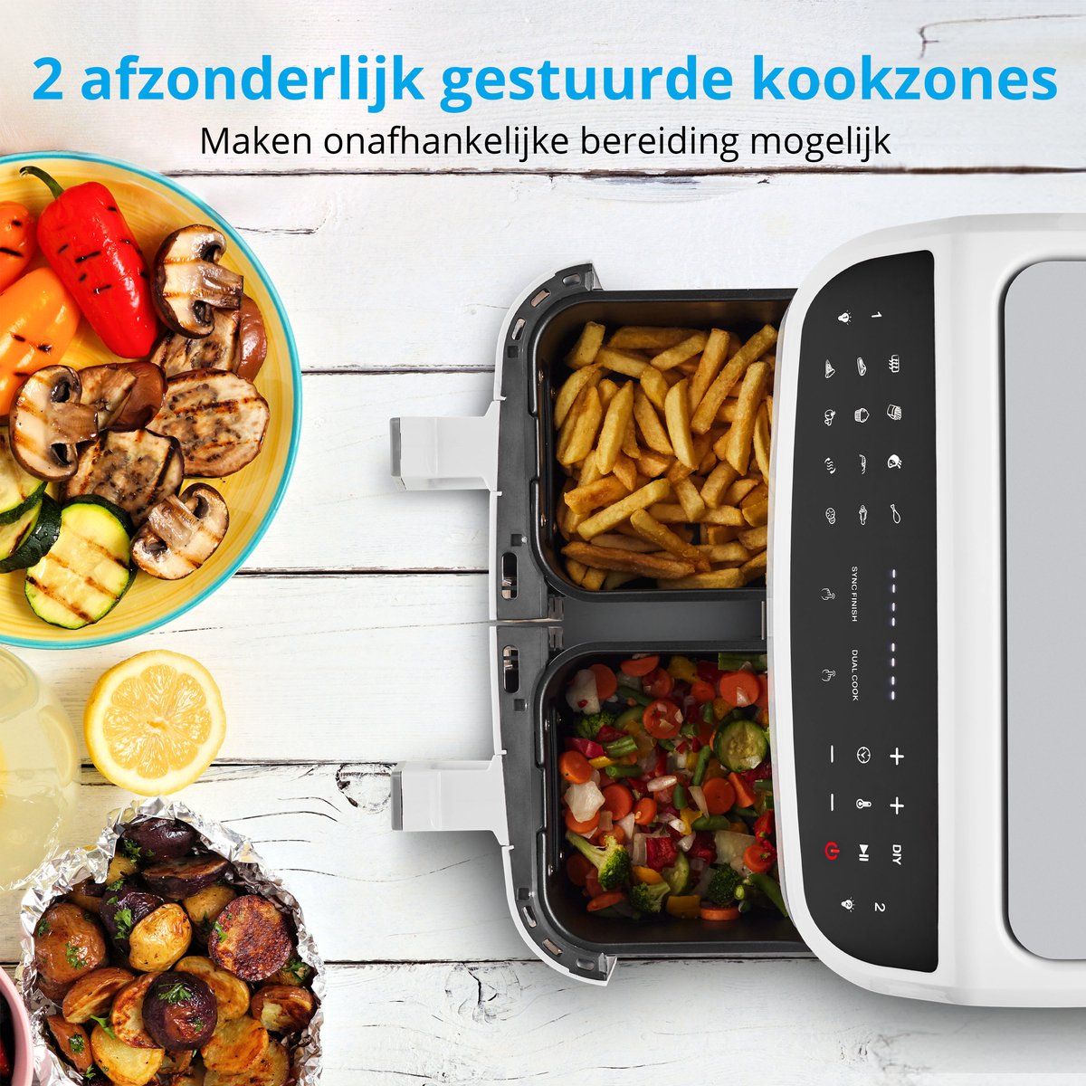 MEDION P20 XXL Dubbele Airfryer wit