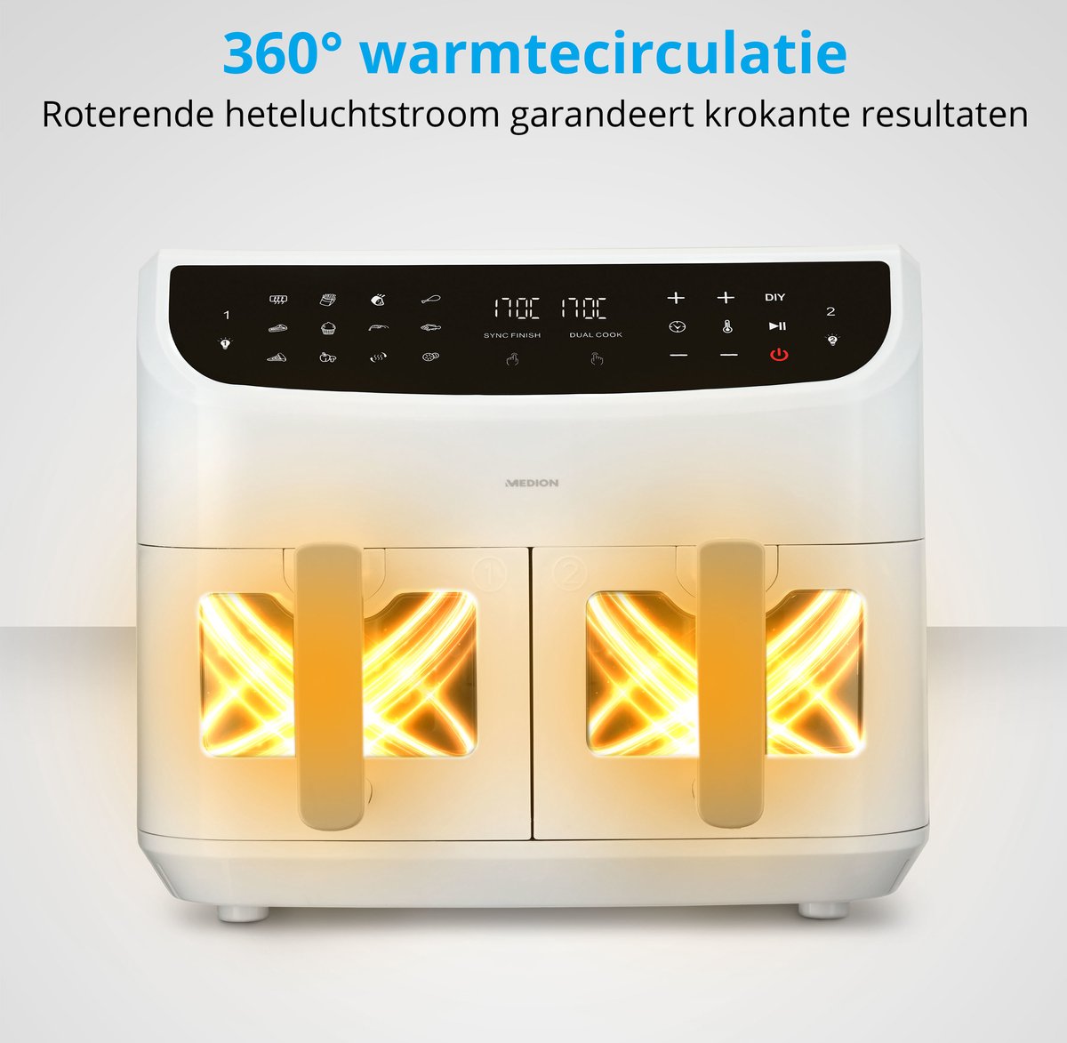 MEDION P20 XXL Dubbele Airfryer wit
