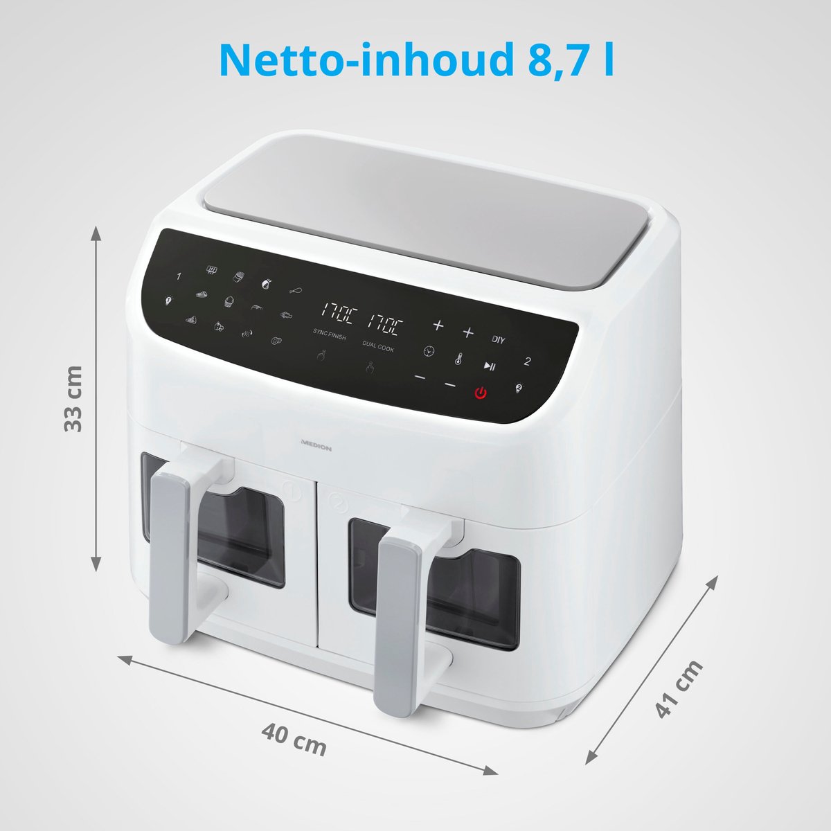 MEDION P20 XXL Dubbele Airfryer wit